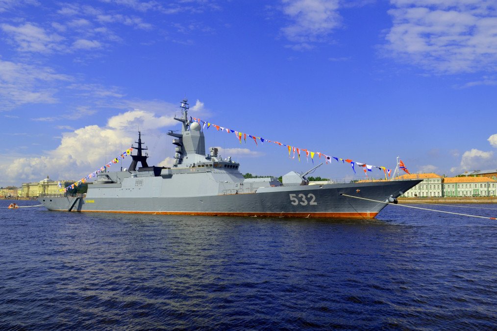 Russian missile corvette Boiky during the Navy Day celebrations in St. Petersburg.