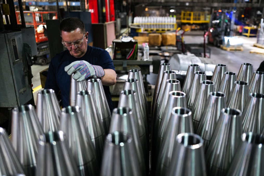 Trump Signals First-Ever Approval for Ukraine Missile Production, Zelenskyy Says An employee handles 155 mm caliber shells after the manufacturing process. (Source: Getty Images)