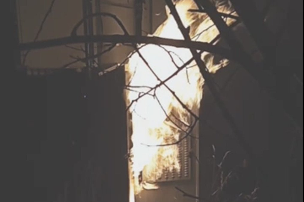 A telecommunications facility set on fire during a sabotage operation by the ATESH resistance movement. (Photo: ATESH)