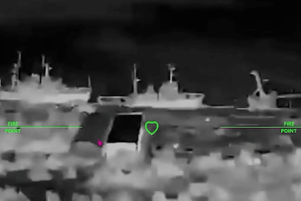 Russian base of uncrewed surface vessels in temporarily occupied Crimea moments before a Ukrainian drone strike, July 29, 2026. Russian base of uncrewed surface vessels in temporarily occupied Crimea moments before a Ukrainian drone strike, July 29, 2026.