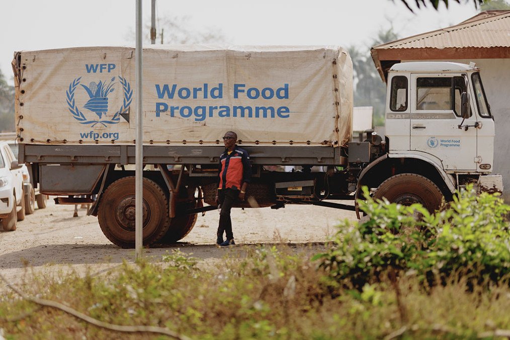 A truck of the World Food Programme (WFP) is pictured on January 22, 2026 in Gbinti, Sierra Leone. (Source: Getty Images)