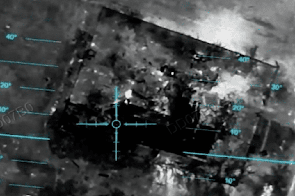 Aerial reconnaissance footage shows a strike on a Russian position in the East of Ukraine. (Source: 7th Rapid Reaction Corps)