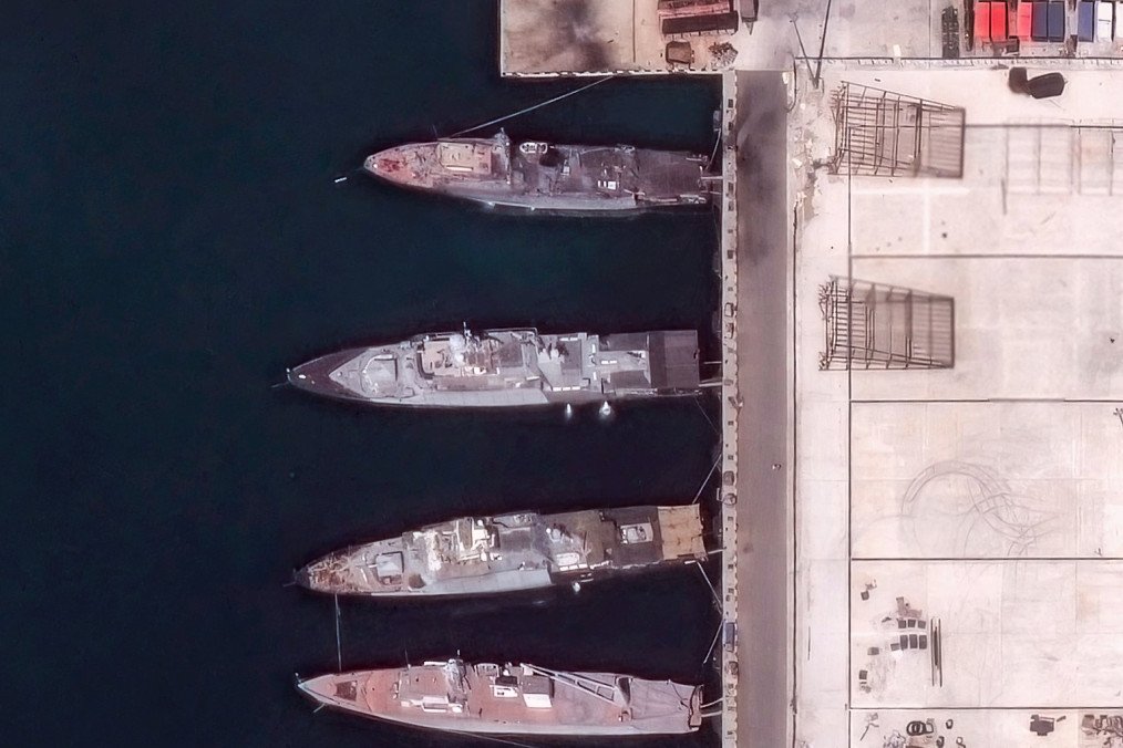 A satellite image taken and released by Vantor on August 12, 2026, shows heavily damaged ships at the Black Sea port naval base of Novorossiysk in Russia, following Ukrainian strikes. (Source: Getty Images) A satellite image taken and released by Vantor on August 12, 2026, shows heavily damaged ships at the Black Sea port naval base of Novorossiysk in Russia, following Ukrainian strikes. (Source: Getty Images)