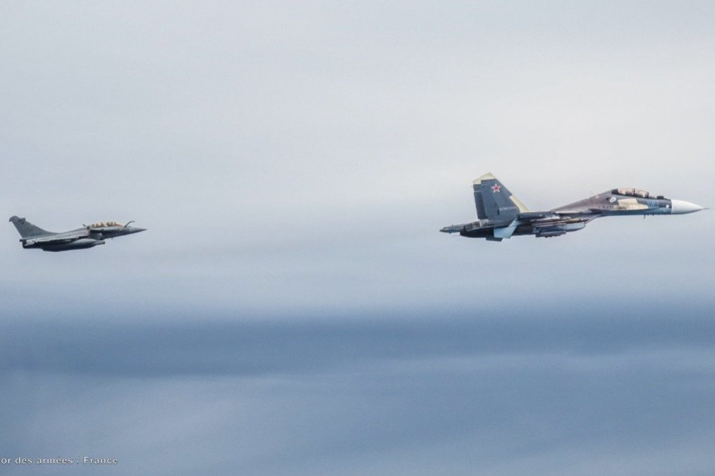 French Air Force Rafale fighter escorts a Russian Su-30SM during a NATO Baltic Air Policing interception mission. (Source: France’s Armed Forces General Staff)