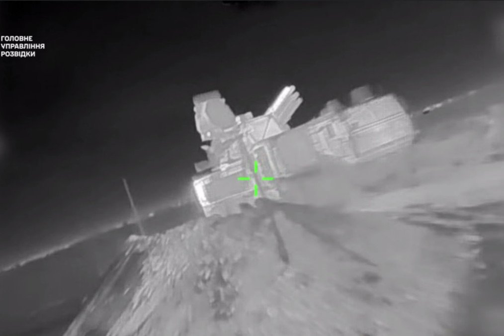 Moment of the strike on a Russian Pantsir‑S1 air defense system, February 7, 2026. (Source: Ukraine’s Military Intelligence)