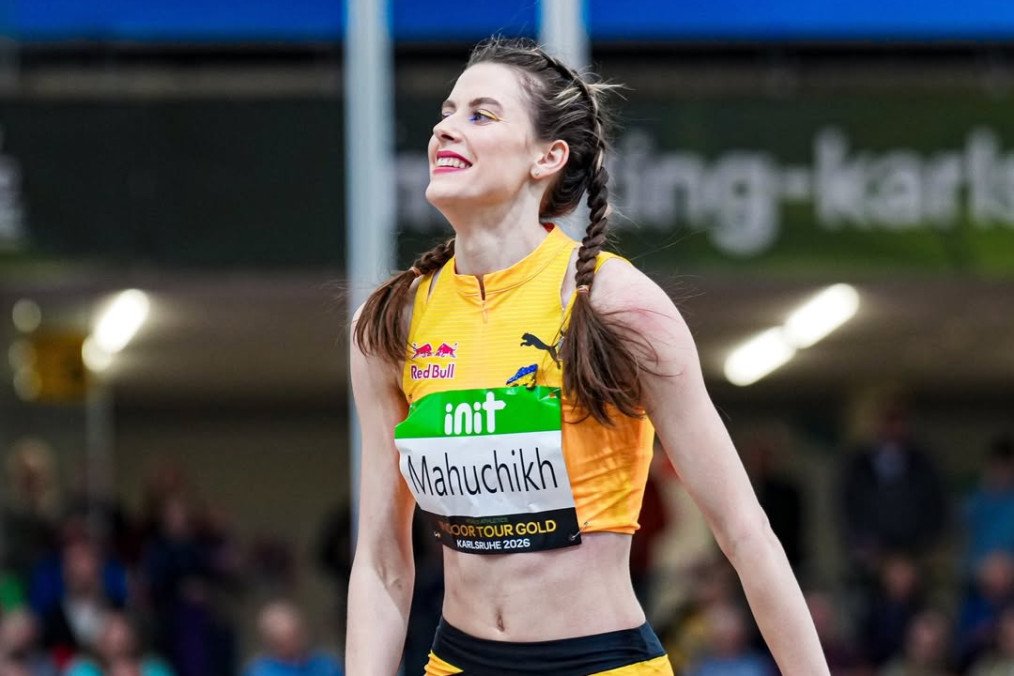 Ukrainian high jumper Yaroslava Mahuchikh took first place in the women’s high jump at the World Athletics Indoor Tour meet in Karlsruhe. (Photo: Yaroslava Mahuchikh/Instagram)