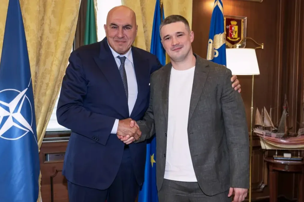 Italian Defense Minister Guido Crosetto and former Ukrainian Defense Minister Mykhailo Fedorov. (Source: Telegram/FEDOROV)