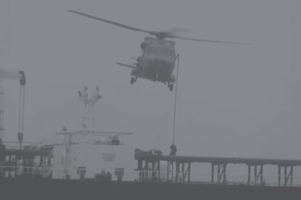 French military personnel board TAGOR oil tanker, a part of a Russian Shadow Fleet, May 2026.