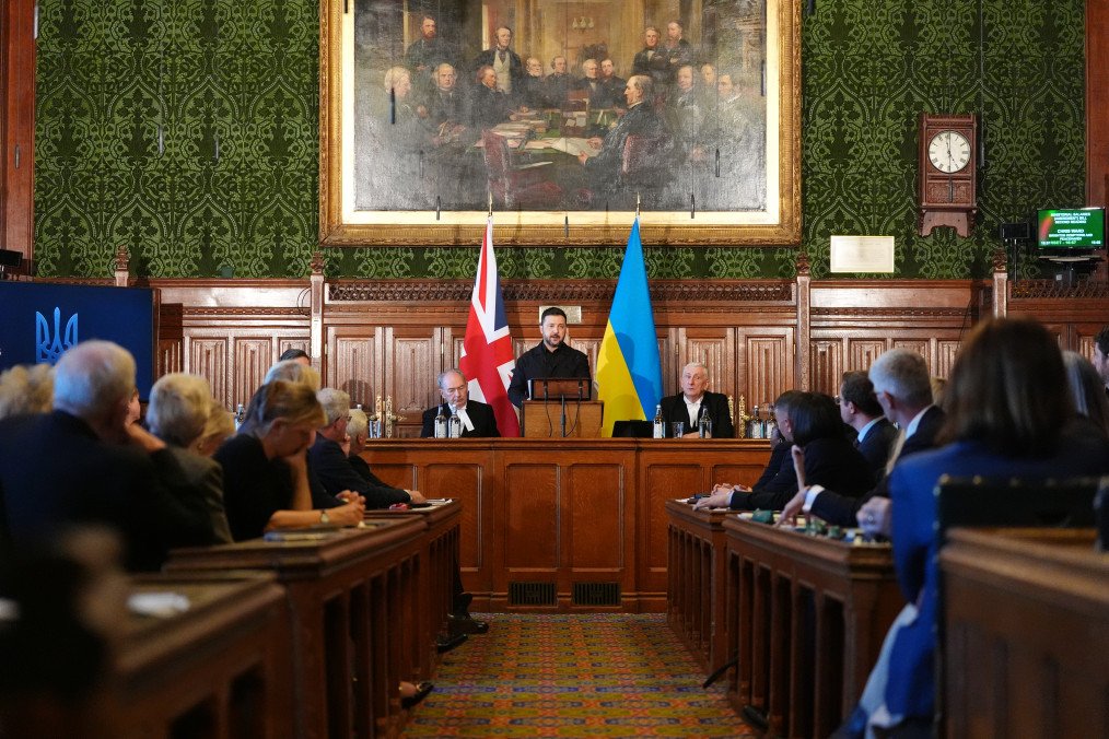 President Zelenskyy addresses UK Parliament in London. (Source: Getty Images)