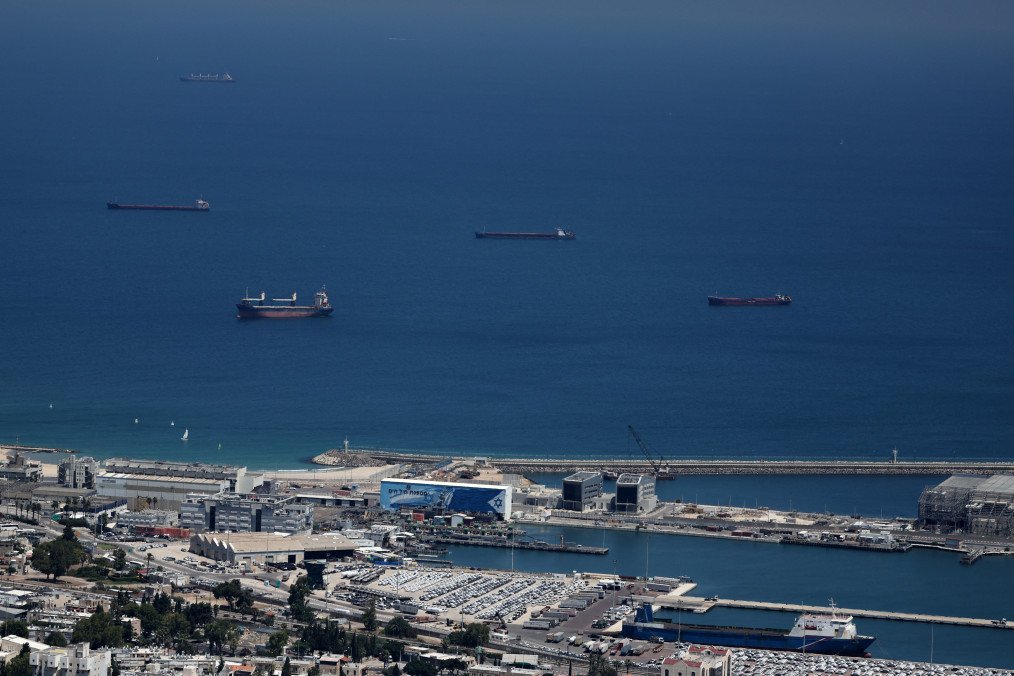A general view shows the port of the northern Israeli city of Haifa on August 9, 2024. (Source: Getty Images)
