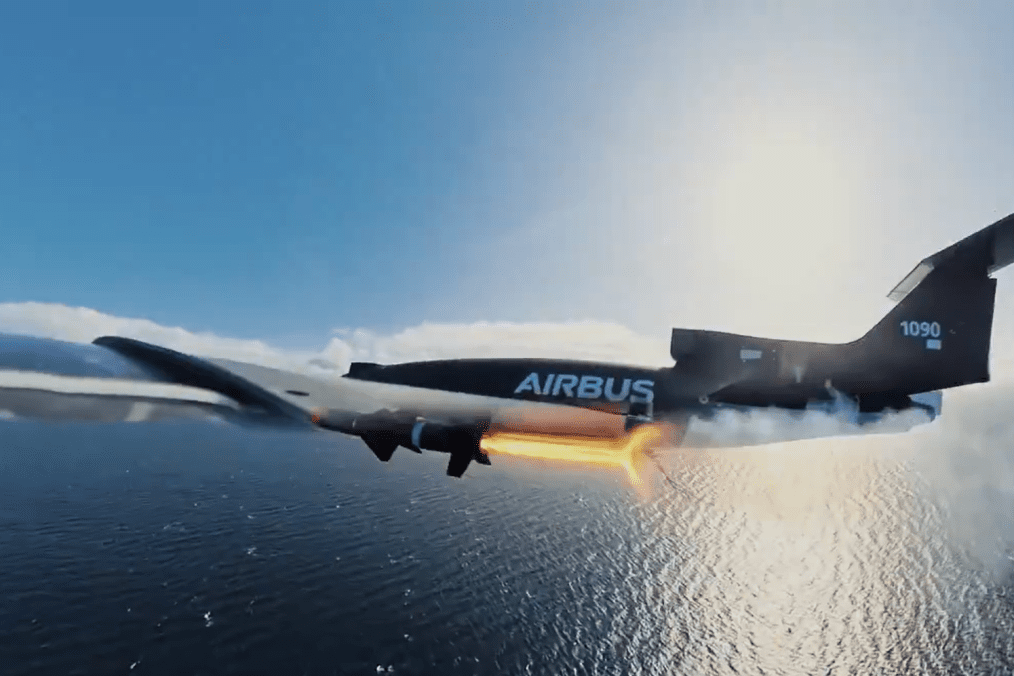 Airbus reusable interceptor, Bird of Prey, launches Frankenburg Mark 1 anti-drone missile, March 30, 2026. (Source: Airbus)