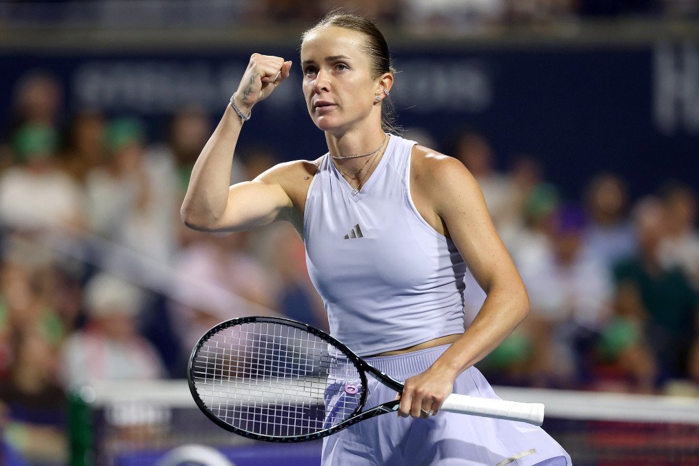 Elina Svitolina of Ukraine celebrates while playing Ekaterina Alexandrova during the quarterfinals on day nine of the National Bank Open Presented by Rogers at Sobeys Stadium on August 10, 2026 in Toronto, Ontario. (Source: Getty Images) Elina Svitolina of Ukraine celebrates while playing Ekaterina Alexandrova during the quarterfinals on day nine of the National Bank Open Presented by Rogers at Sobeys Stadium on August 10, 2026 in Toronto, Ontario. (Source: Getty Images)