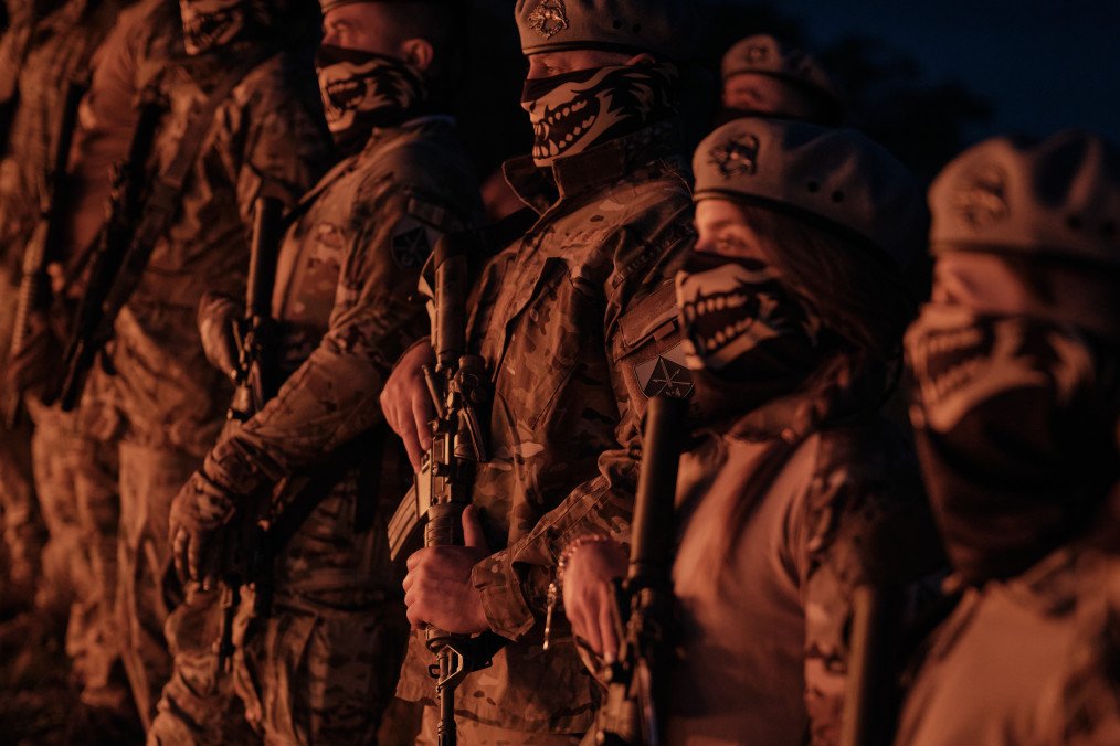 Recruits are inducted into Ukraine’s 144th Special Operations Center on June 29, 2025, in Ukraine.