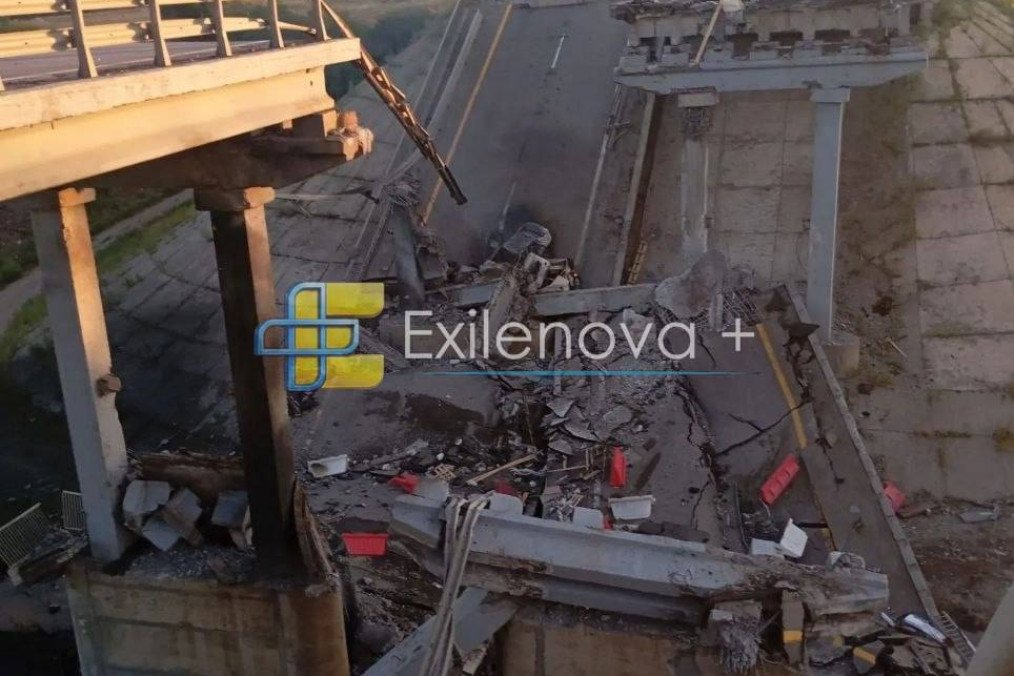 Destroyed road bridge on the Donetsk–Mariupol highway following a Ukrainian strike in occupied Donetsk region. (Source: Exilenova+) Destroyed road bridge on the Donetsk–Mariupol highway following a Ukrainian strike in occupied Donetsk region. (Source: Exilenova+)