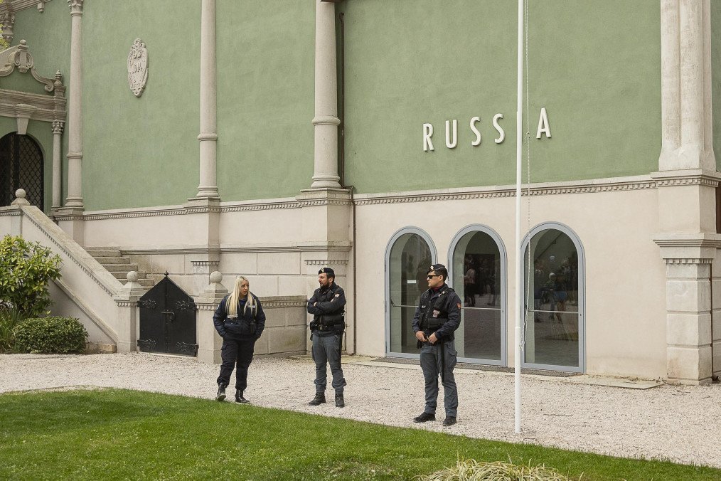 The closed Russian pavilion at the 59th Venice Biennale International Art Exhibition in Venice, Italy, April 21, 2022. (Source: Getty Images)
