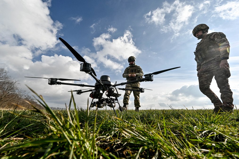 Ukrainian servicemen show the launch of a Vampire drone, a Ukrainian unmanned combat aerial vehicle, Zaporizhzhia region, southeastern Ukraine. (Source: Getty Images)