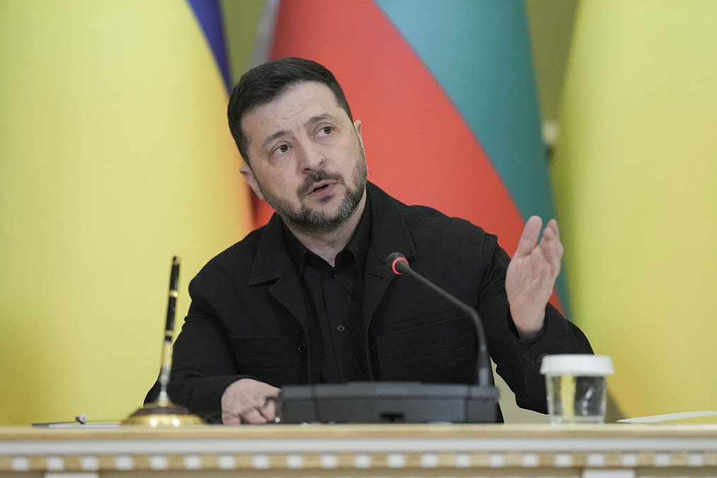 President of Ukraine Volodymyr Zelenskyy participates in a press briefing on March 30, 2026 in Kyiv, Ukraine. (Source: Getty Images)