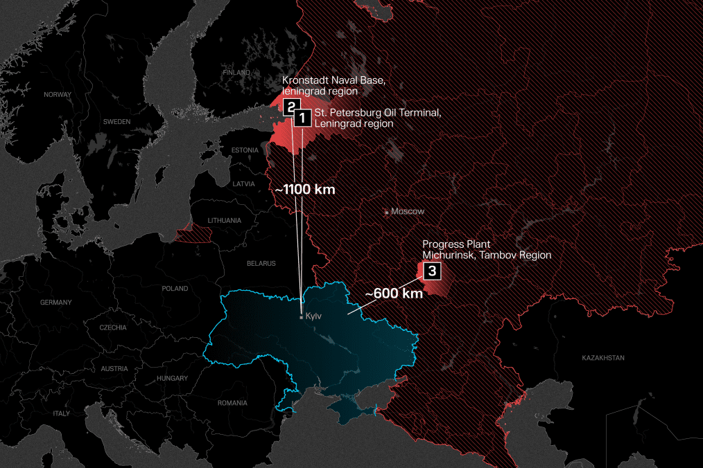 Map of the Ukrainian strikes. (Source: UNITED24 Media/Oleksandr Manukians)
