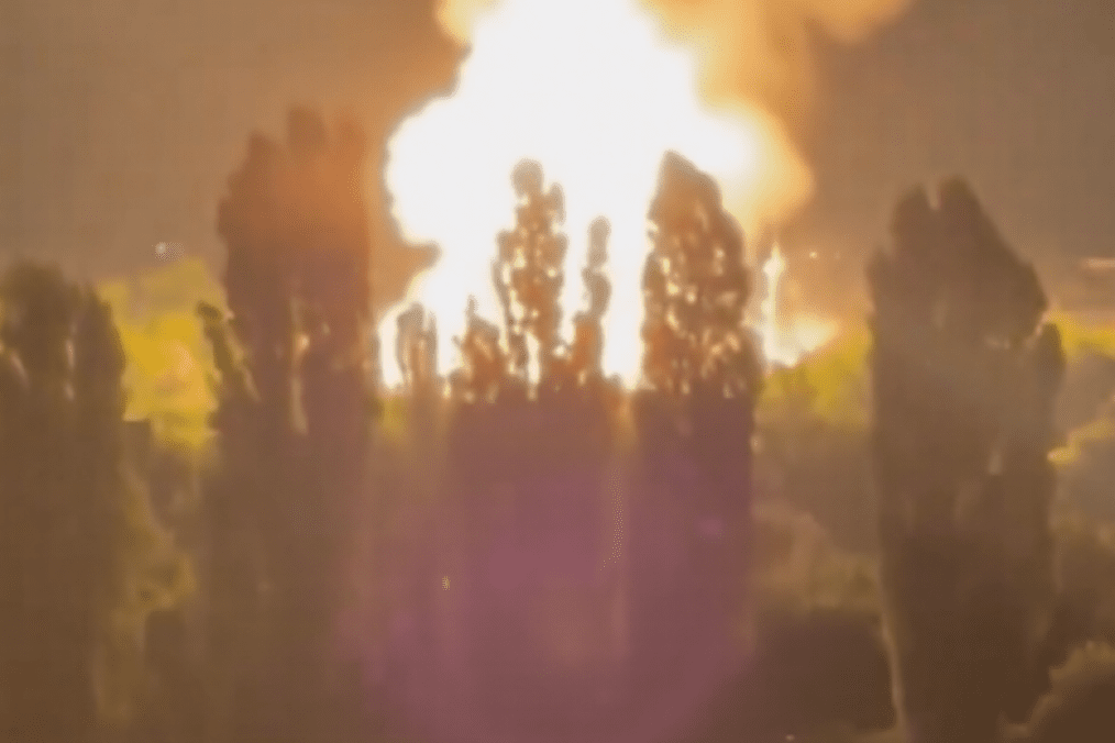 Fire at the Belgorod gas pipeline production facility after a Ukrainian missile strike, July 7, 2026.