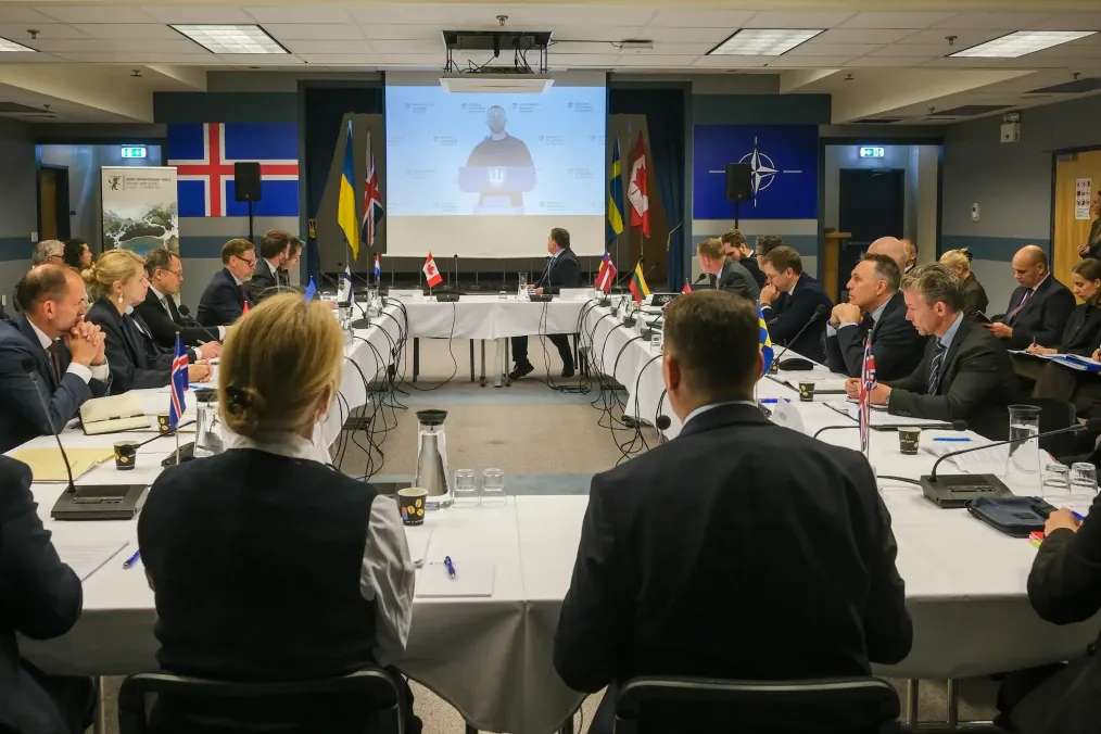 Joint Expeditionary Force (JEF) defense ministers during a meeting with Ukraine’s Defense Minister Evgeniy Khmara. (Source: Ukraine’s Defense Ministry) Joint Expeditionary Force (JEF) defense ministers during a meeting with Ukraine’s Defense Minister Evgeniy Khmara. (Source: Ukraine’s Defense Ministry)