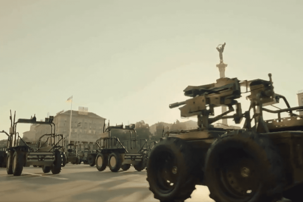 Column of Ukrainian unmanned ground vehicles on the Khreshchatyk in central Kyiv, August 24, 2026. Column of Ukrainian unmanned ground vehicles on the Khreshchatyk in central Kyiv, August 24, 2026.
