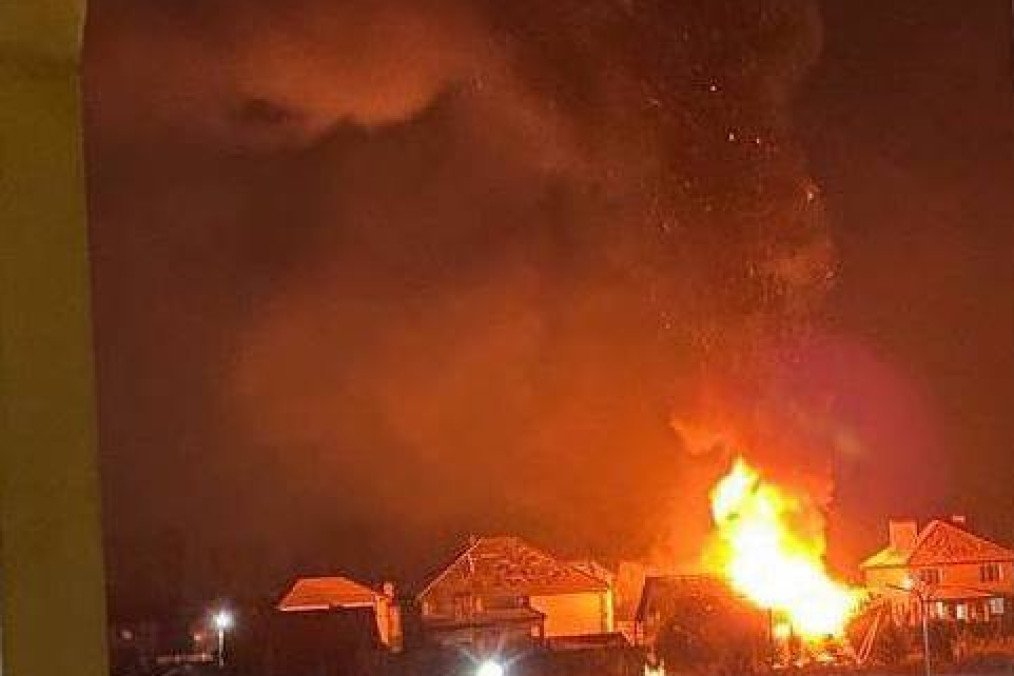 Residential Home Near Kyiv Hit by Russian Drone, Fire Breaks Out