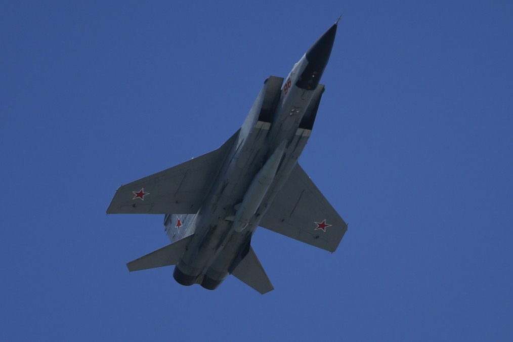 MIG-31k fighter jet, with Kinzhal missile system. (Source: Getty Images)