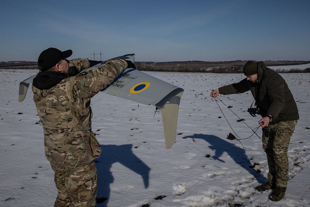 Illustrative image: members of “Taifun” special operations unit of Unmanned Systems of the National Guard of Ukraine prepare to launch a reconnaissance drone on February 27, 2026 in Kharkiv Region, Ukraine. (Source: Getty Images)