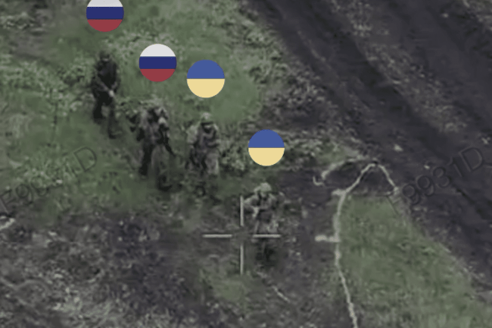 Ukrainian soldiers escort Russians to their positions, May 2026. (Source: 155th Separate Mechanized Brigade)