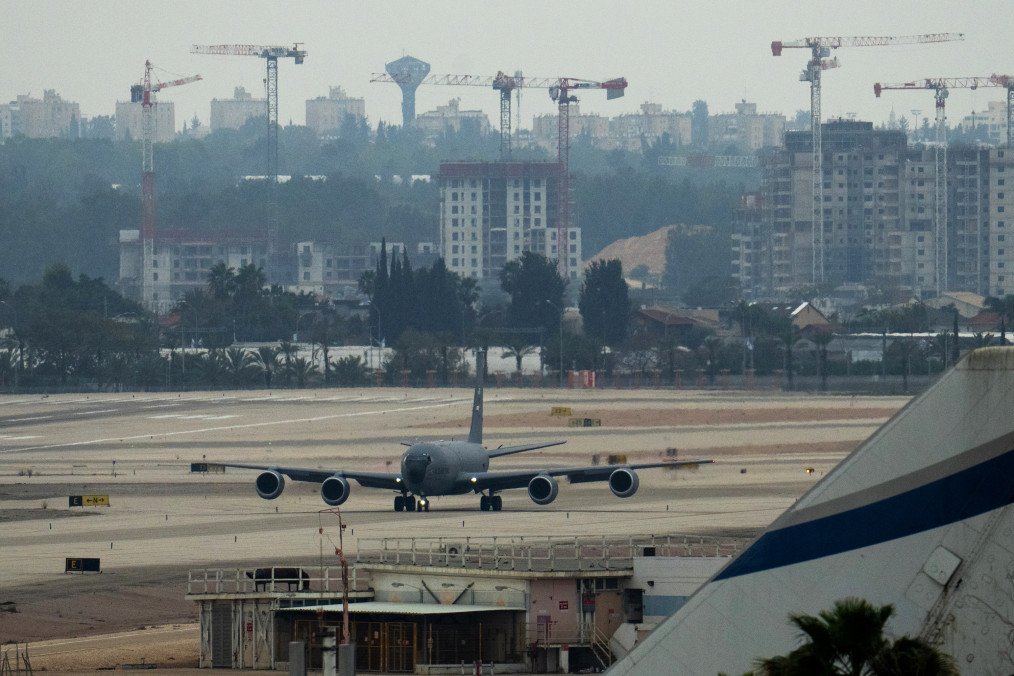 A US Air Force KC-135 Stratotanker refueling aircraft stands on the runway at Ben Gurion Airport in Lod, Israel, on March 13, 2026, amid ongoing US-Israeli air operations against Iran. (Source: Getty Images)