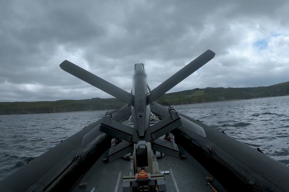 HX-2 strike drone launched from a fast assault boat during maritime tests, May 2026. (Source: Helsing)