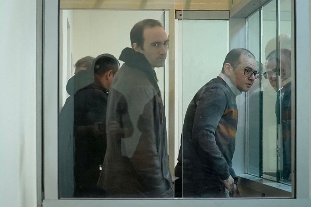 French national Martin Ryan (C) during a court hearing as part of his trial on spy charges in Baku on January 6, 2025. (Source: Getty Images)
