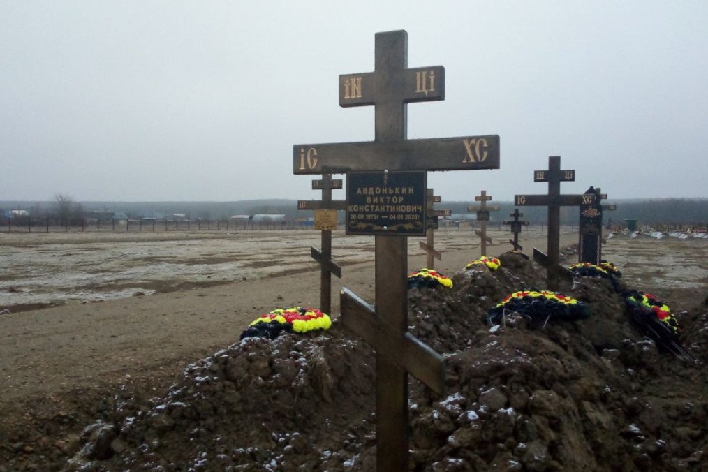 Rows of dug graves marked with Orthodox crosses. Illustrative photo. (Source: Russian media