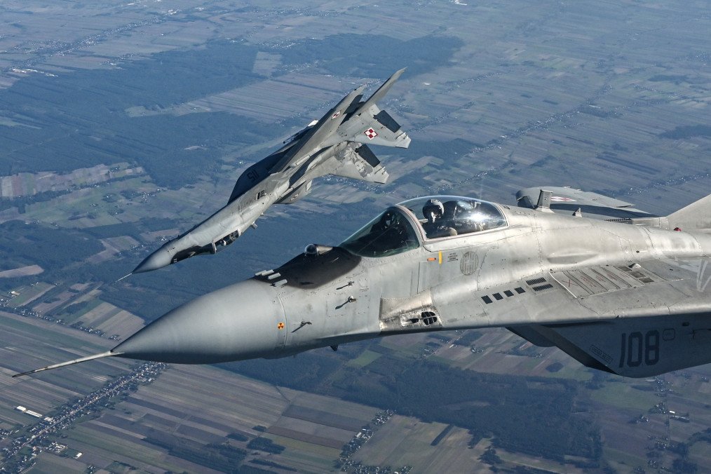 Poland Will Decommission Remaining MiG-29 Jets Intended for Ukraine Mikoyan MIG-29 fighter jets of the Polish Air Force. (Source: Getty Images)