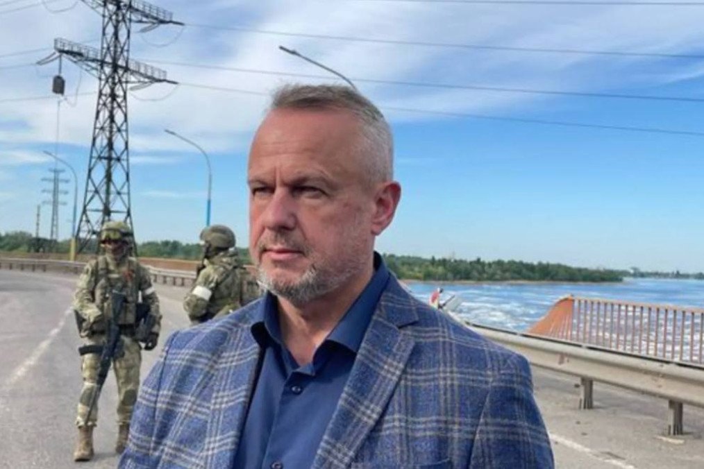 Volodymyr Leontyev, the Moscow-installed head of the so-called Council of Deputies in Nova Kakhovka