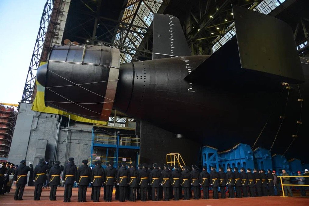 Russian Khabarovsk nuclear submarine during its launch, November 2025. (Source: Russian media)