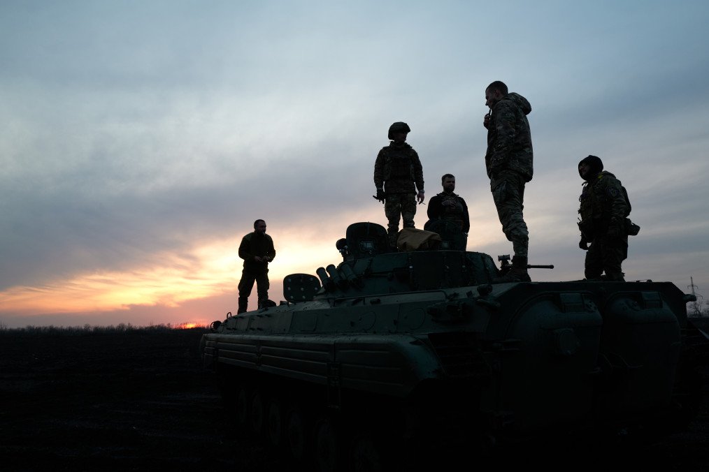 Ukrainian soldiers stand on a BMP-2 on the outskirts of Avdiivka, on February 14, 2024. (Source: Getty Images) Ukrainian soldiers stand on a BMP-2 on the outskirts of Avdiivka, on February 14, 2024. (Source: Getty Images)