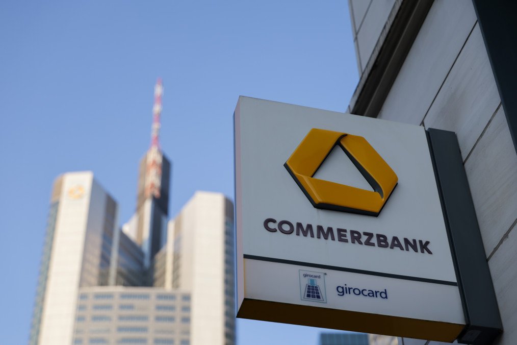 A sign at a Commerzbank AG bank branch near their headquarters in Frankfurt, Germany. (Source: Getty Images)