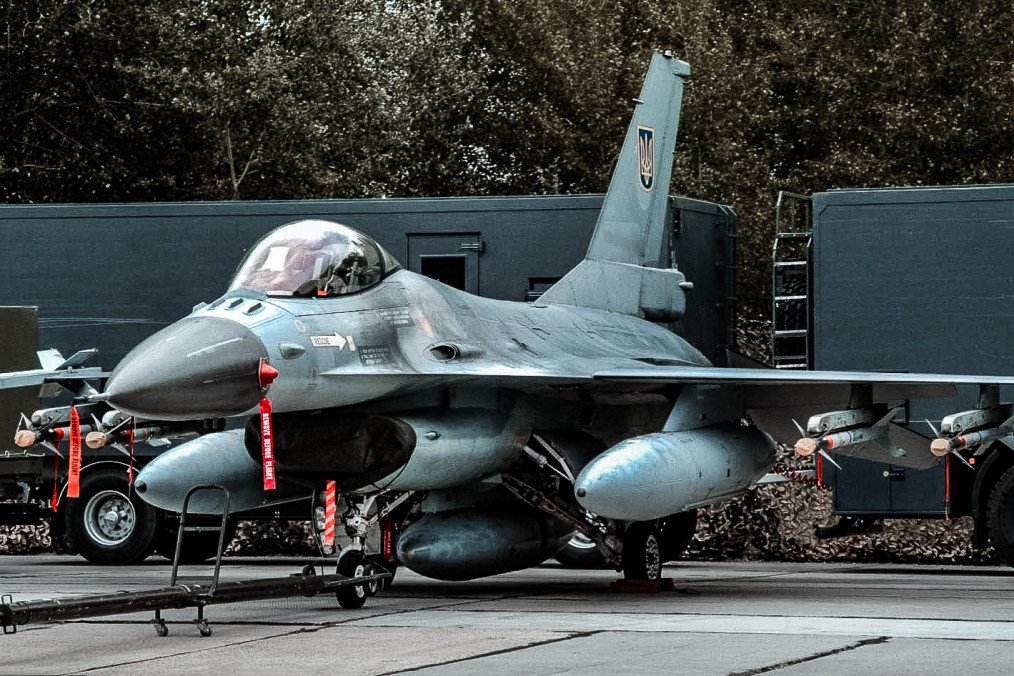 Ukrainian Air Forces F-16 Fighting Falcon fighter jet.