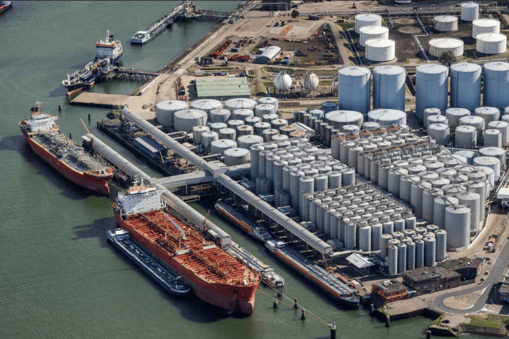 Illustrative photo of product tankers loading refined petroleum products at a fuel storage terminal. (Source: Alamy)