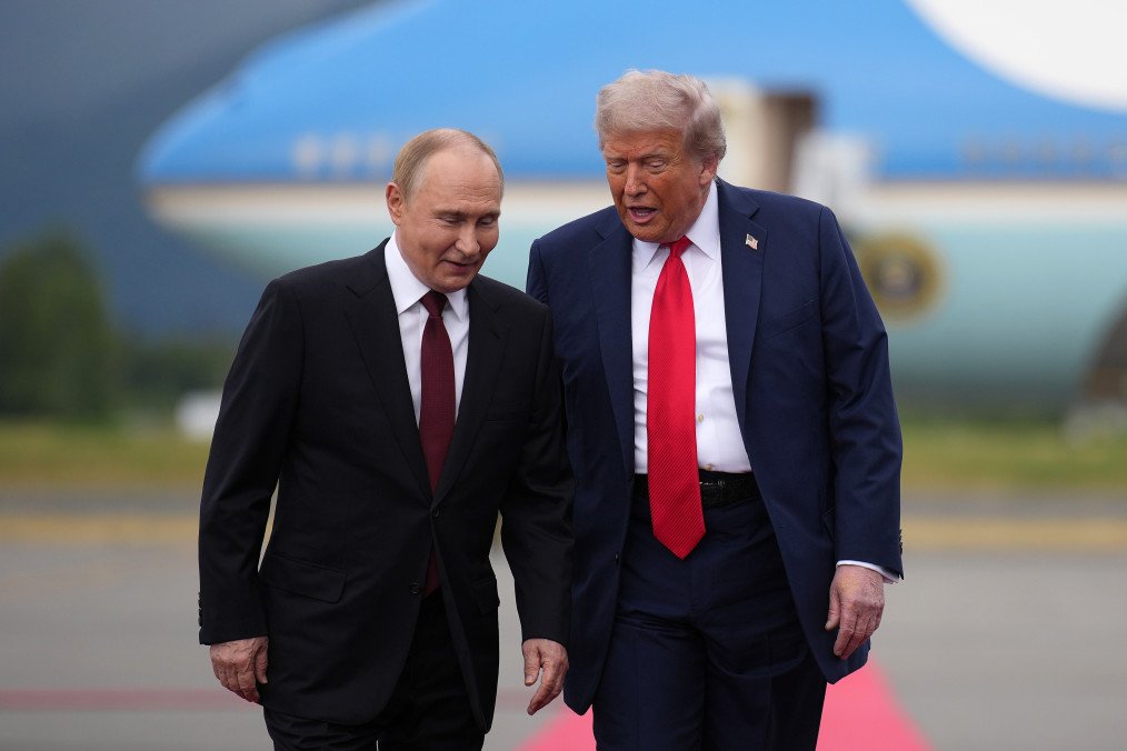 US President Donald Trump and Russian leader Vladimir Putin arrive at Joint Base Elmendorf-Richardson in Anchorage, Alaska, for peace talks on ending the war in Ukraine. (Source: Getty Images)