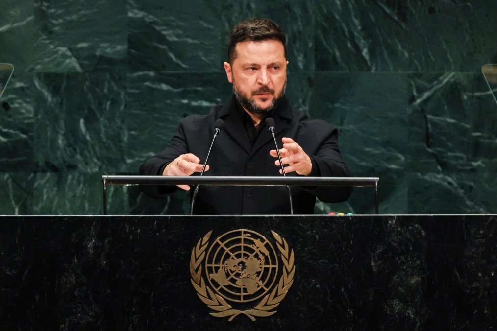 "I Know No One Who Openly Supports This War, Except One Person" Zelenskyy Tells UN Ukraine's President Volodymyr Zelenskyy speaks during the 81st session of the United Nations (UN) General Assembly at UN Headquarters on September 23, 2026 in New York City. (Source: Getty Images)