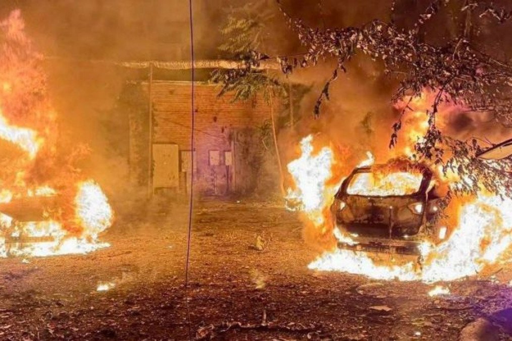 Russian Strikes Kill Two in Kharkiv, Set Dnipro High-Rise Ablaze Fire in Dnipro following a Russian strike. (Photo: Dnipropetrovsk Regional Military Administration)