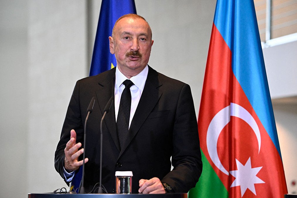 Azerbaijan’s President Ilham Aliev speaks during a joint press conference with the German Chancellor after a meeting at the Chancellery in Berlin on July 21, 2026. (Source: Getty Images) Azerbaijan’s President Ilham Aliev speaks during a joint press conference with the German Chancellor after a meeting at the Chancellery in Berlin on July 21, 2026. (Source: Getty Images)