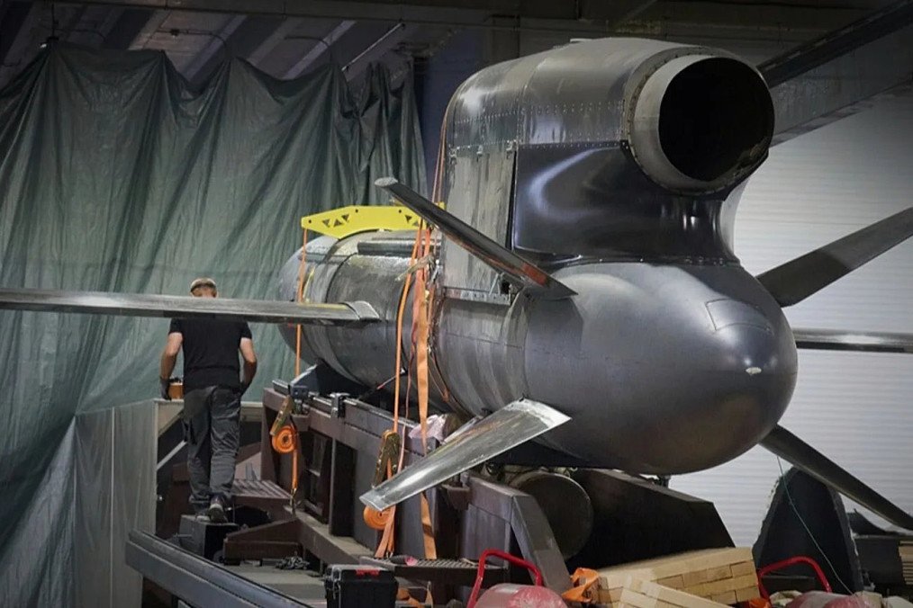 Ukrainian domestically produced FP-5 Flamingo cruise missile. (Source: CufcOn/X) Ukrainian domestically produced FP-5 Flamingo cruise missile. (Source: CufcOn/X)