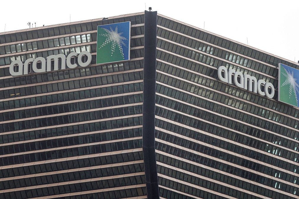 A view of the logo on the ARAMCO headquarter, the national Saudi Arabian Oil Company, towers in the King Abdullah Financial District of Riyadh on March 9, 2026. (Source: Getty Images)