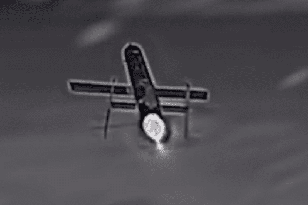 Still from footage showing a Geran-5 being downed by a STING S interceptor. (Source: Wild Hornets)