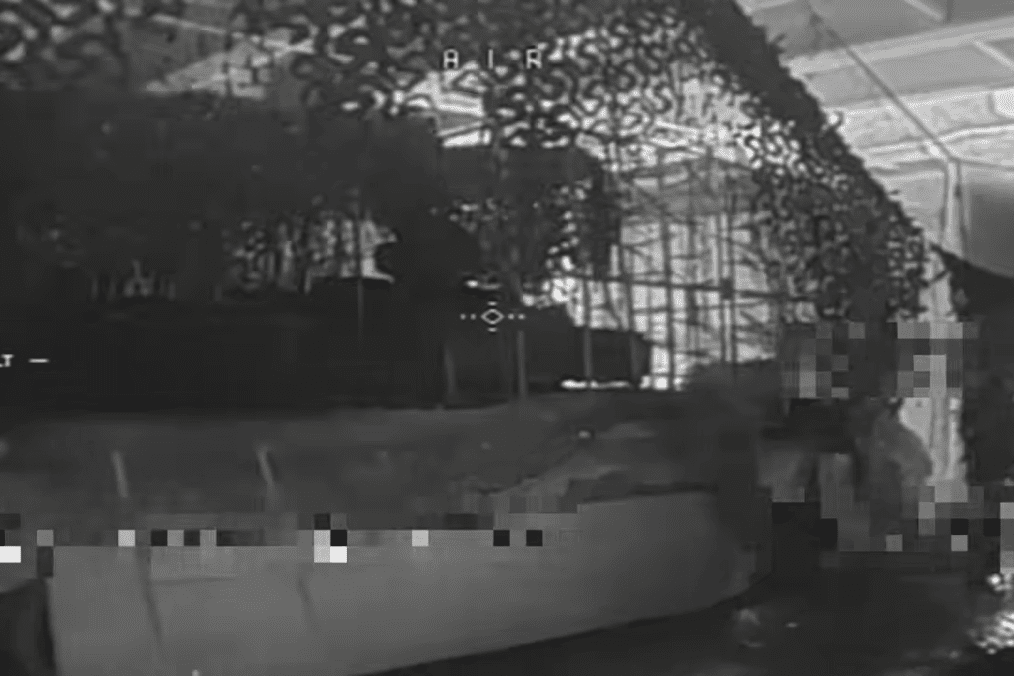Russian T-72 main battle tank hidden inside a structure moments before a Ukrainian drone strike, October 2026.