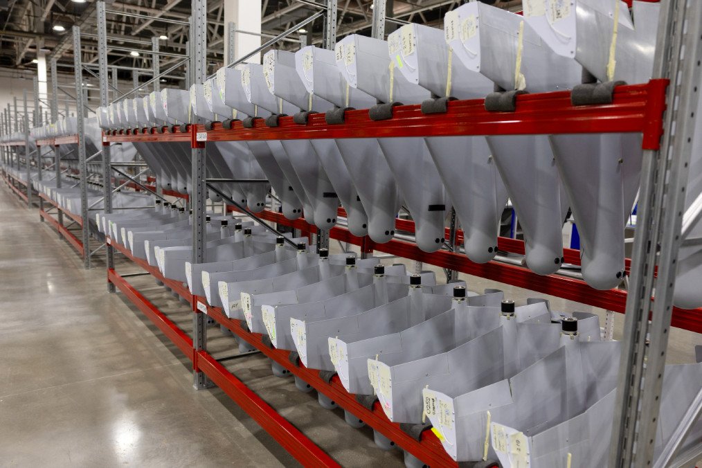 Russian Defense Minister Army General Sergei Shoigu checks the implementation of the state defense order for the production of UAVs in Udmurtia, Russia on February 10, 2024. Illustrative photo. (Source: Getty Images)