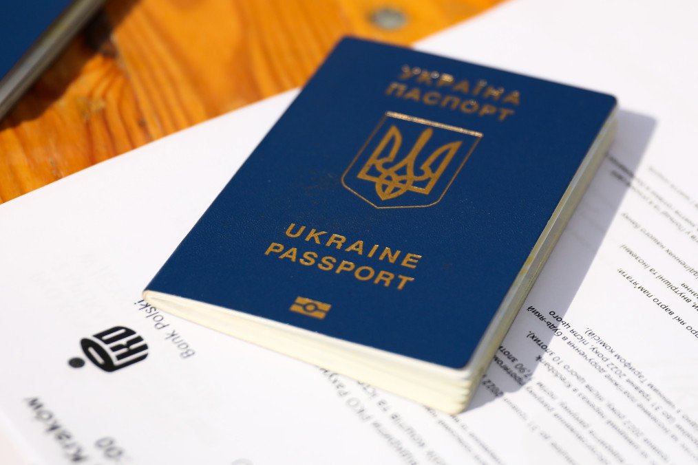 Ukraine passport is seen at the register point. Illustrative image. (Source: Getty Images)